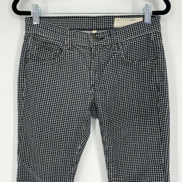 Rag & Bone Mini Houndstooth Skinny Velvet Pants Size 25 Low Rise Stretch Multi - Picture 2 of 12